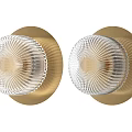 Double Gold Ceiling Lights with Transparent Striped Glass Shades Modern Home Lighting