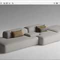 Modern Modular Sectional Sofa With Light Dark Gray Upholstery And Decorative Pillows 3d model
