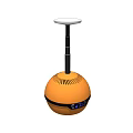 Modern Orange Spherical Pendant Light with Black Trim White Ceiling Base and Display Screen