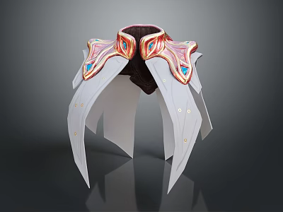 Ornate Decorative Headpiece With Colorful Jeweled Accents Gold Red Blue Details And White Structure 3d model
