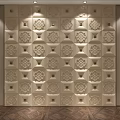 Elegant Modern Upholstered Wall Panel Design With Diamond Pattern And Lighting 3d model