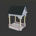 White Gazebo Structure With Gray Roof Columns And Simple Base Design