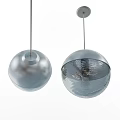 Modern Silver Spherical Pendant Lights With Transparent Glass Shade And Metallic Base
