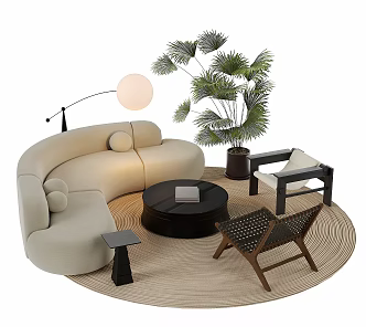 Modern sofa coffee table combination 3d model