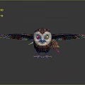 Cute Flying Owl With Spread Wings Standing On Smooth Surface Gray Background 3D Render 3d model