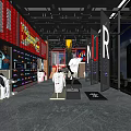 Modern Clothing Store Interior With Mannequins T Shirt Displays And Urban City View