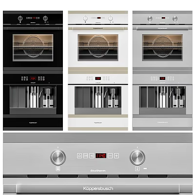 Modern Stylish Kitchen Appliances With Multiple Color Options And Digital Control Panels 3d model