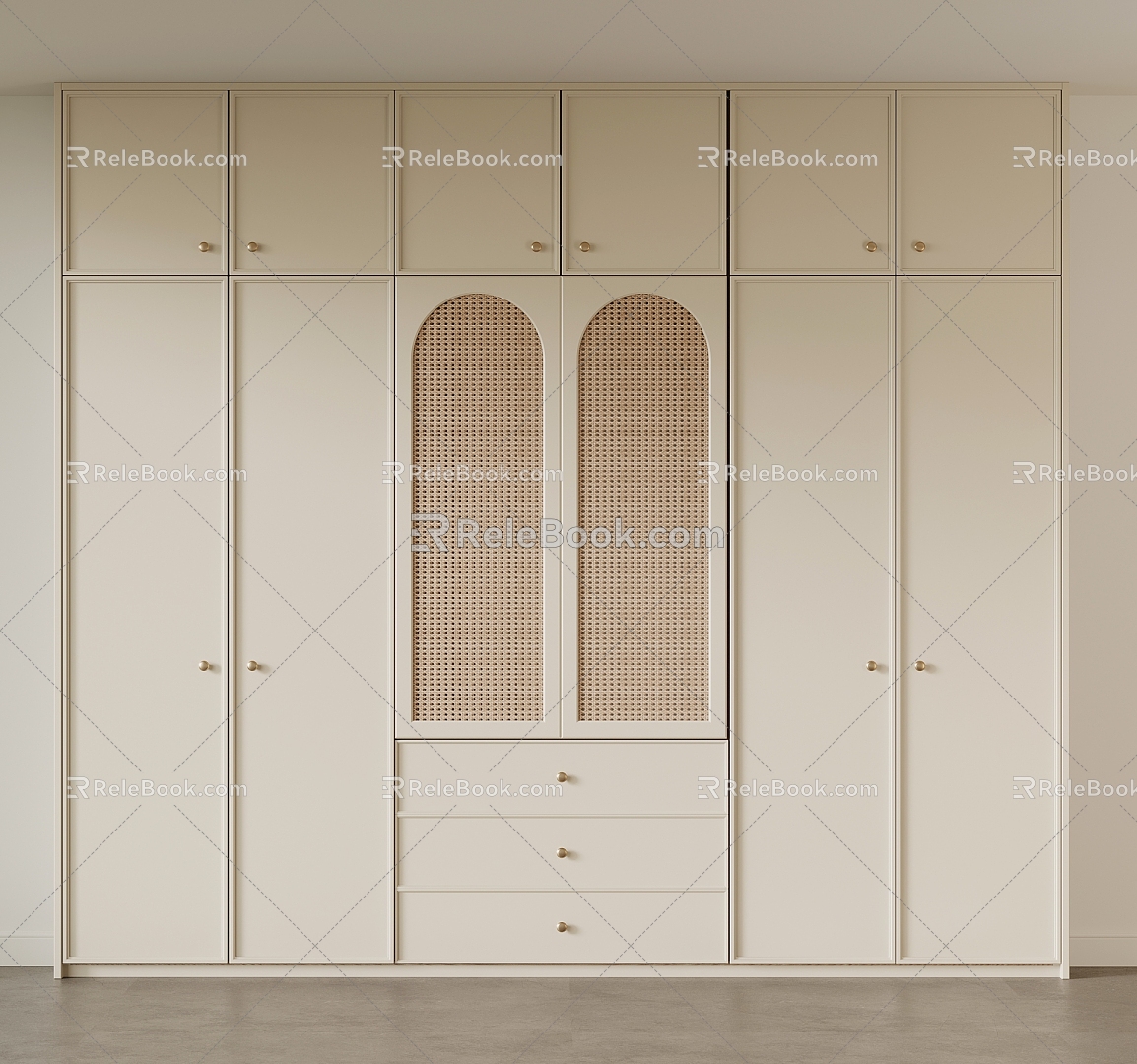 Middle Cream Style Wardrobe 3d model