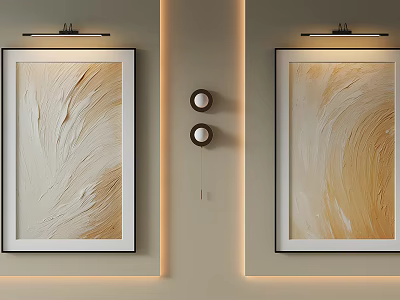 Abstract Paintings With Black Frames Beige Light Brown Flowing Textures Modern Interior Wall Decor 3d model