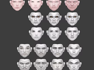 Male Faces Collection With Various Expressions And Artistic Portrait Designs 3d model