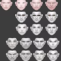Male Faces Collection With Various Expressions And Artistic Portrait Designs