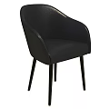 Modern Black Leather Sofa Stool With Armrest And Slim Metal Legs Design
