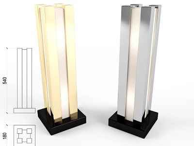 Modern Floor Lamps With Gold And Silver Vertical Stripe Design And Black Base 3d model