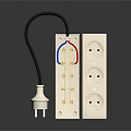 White Electrical Power Strip With Plug And Multiple Outlets For Household Appliance Use