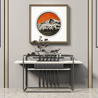 Light Luxury End View Table Entrance Cabinet 3d model