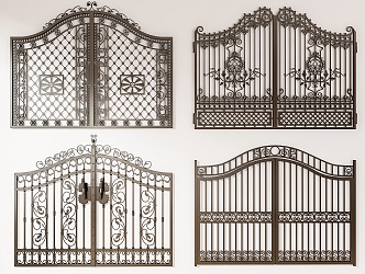 Wrought Iron Gate Chinese Style Wrought Iron Villa Gate Courtyard Wrought Iron Gate Outdoor Gate Stainless Steel Fence Door 3d model