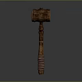 Traditional Wooden Weapon With Carved Handle Wrapped Grip And Round Head