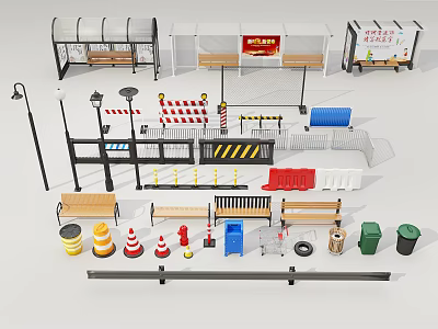 Modern isolation belt road street facilities sketch 3d model