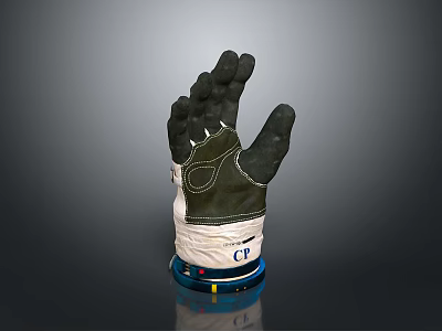 Daily Use Leather Glove With Black Palm White Wrist Design And CP Logo Detail 3d model