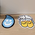 Fun Shaped Decorative Rugs Featuring Blue Droplet Smiley Face and Yellow Beer Mugs Design
