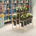 Stylish Garden Decor With Metal Frame Plant Stand And Various Potted Flowers