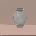 Minimalist Watch With White Dial Blue Leather Strap And Silver Case 3d model