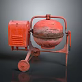 Red Vintage Concrete Mixer Machine With Wheels And Motor Unit Design