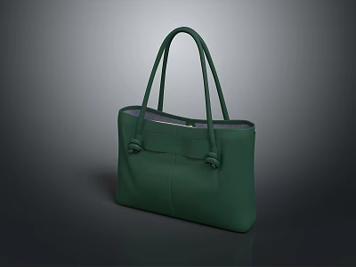 Stylish Green Leather Handbag With Dual Handles And Simple Design For Daily Use 3d model