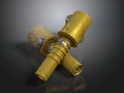 Golden Pipeline Equipment With Mesh Cover And Metal Connecting Components 3d model