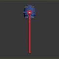 Industrial Valve With Blue Body Red Handle And Metal Components