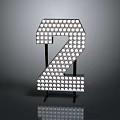 Creative Number 2 Shaped LED Light With Small White Bulbs For Household Decor 3d model