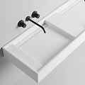 Sleek Modern White Washbasin Design With Black Faucet And Knobs 3d model