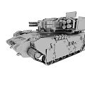 Gray Military Tank 3D Model With Turret Cannon Tracks And Protective Cage Structure
