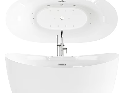 Elegant White Freestanding Modern Bathtub With Sleek Design And Chrome Faucet 3d model