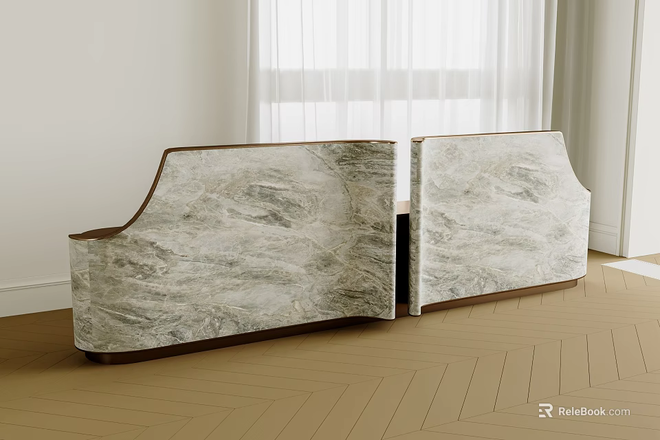 Modern Bar Counter Interior With Marble Surface And Contemporary Design Features 3d model