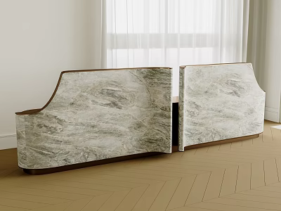 Modern Bar Counter Interior With Marble Surface And Contemporary Design Features 3d model