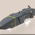 Grey Salvo-J Military Weapon Featuring Aerodynamic Design And Yellow Stripe Fins