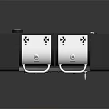 Outdoor Grill With Double Burners Black Wheeled Cart And Silver Control Panel