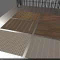 Square Rugs with Diverse Patterns and Neutral Tones on Wooden Floor 3d model