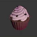 Sweet Cupcake With Pink Paper Liner Swirl White Frosting And Black Star Sprinkles