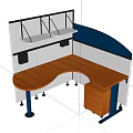 L Shaped Office Desk With Wooden Top Drawer Cabinet And Shelf Organizer