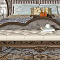 Background Double Bed With Tufted Headboard Bedside Tables Lamps Chandelier And Wall Paneling