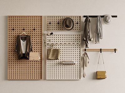 Modern Hole Board Hanger Hole Board Wall Decoration Pendant Perforated Board Wall Panel Storage Rack Clothes Hat model