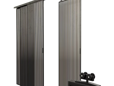 Modern Sliding Doors With Vertical Lines And Sleek Black Frame For Interior Design 3d model