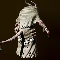 Horned Fantasy Game Movie Character In Hooded Robe With Clawed Hands And Decorative Bells