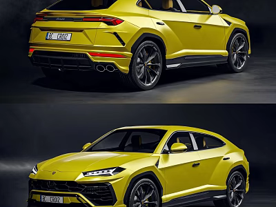Yellow Lamborghini SUV Sporty Exterior Design With Sleek Lines And Dynamic Look 3d model