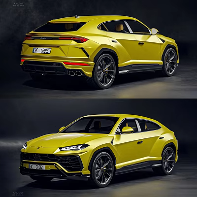 Yellow Lamborghini SUV Sporty Exterior Design With Sleek Lines And Dynamic Look 3d model