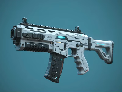 Futuristic Tactical Rifle With Advanced Design And LED Accents 3d model