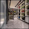 Modern Bag Boutique Interior With Colorful Bags Shelves And Green Plants