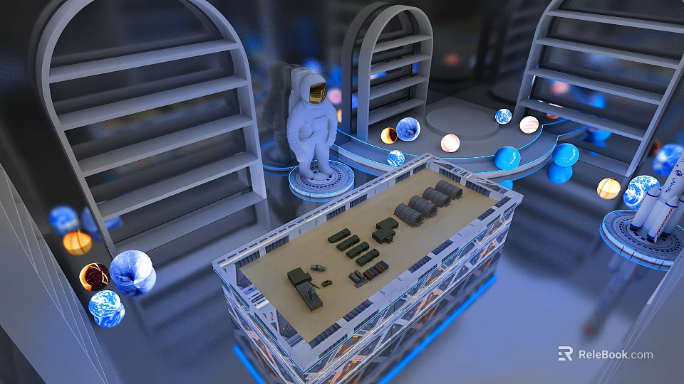 Modern Business Equipment Display With Multi layer Structure And Control Panel 3d model 